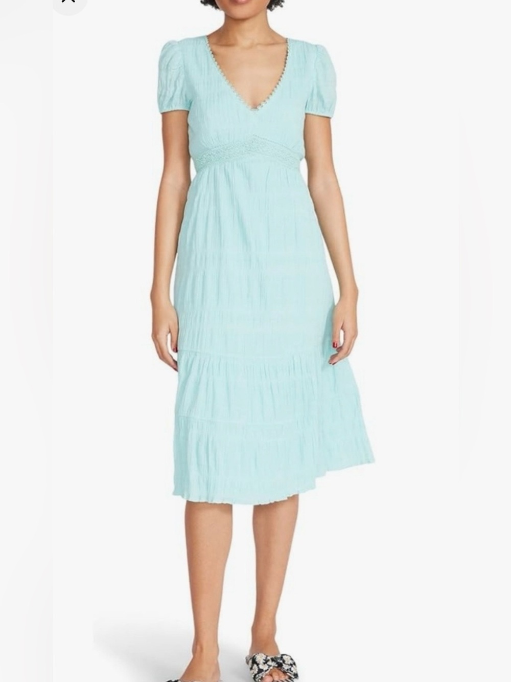 Betsey Johnson Light Aqua V-Neck Midi Dress